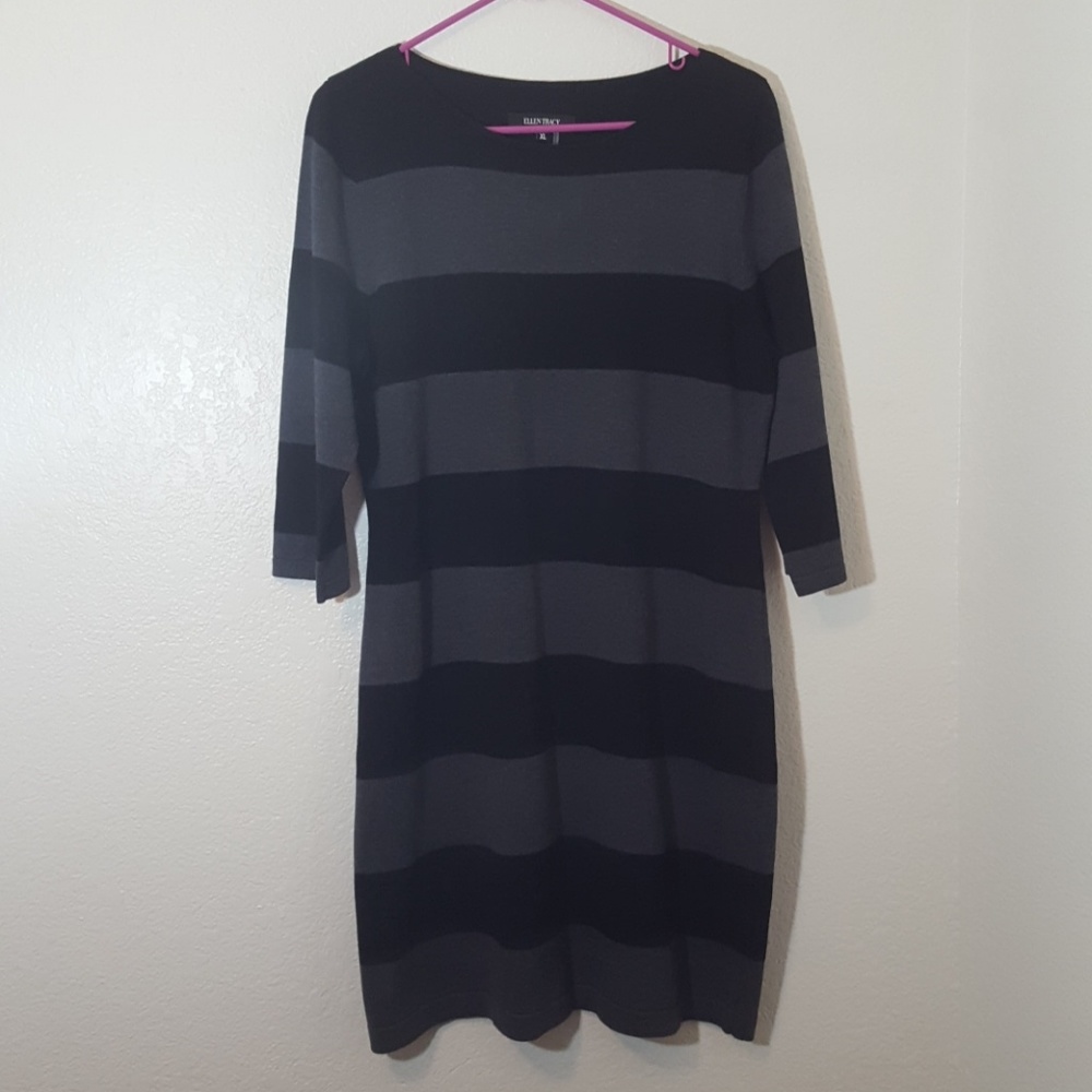 Ellen Tracy Black and grey sweater dress